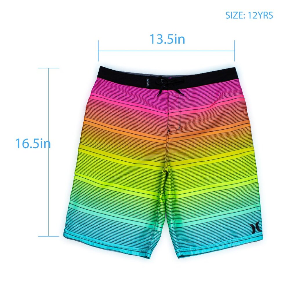 Hurley Boys Board Short – Rainbow Stripe Swim Trunks (Big Kids 10–20 yrs) - Picture 7 of 11